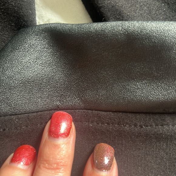 Maternity fit pants. Pleather details at calves minor imperfections - Picture 2 of 5